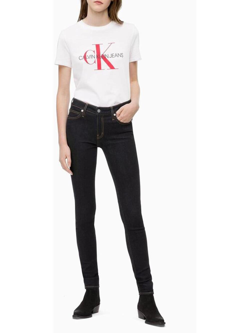 Calvin Klein Women's Mid Rise Skinny Fit Jeans-Dark Wash-27"
